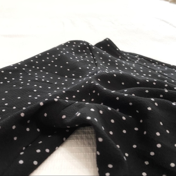 Zara BLACK WHITE POLKA DOT LACE UP RUCHED HALF SLEEVE MIDI DRESS - S - Picture 12 of 13